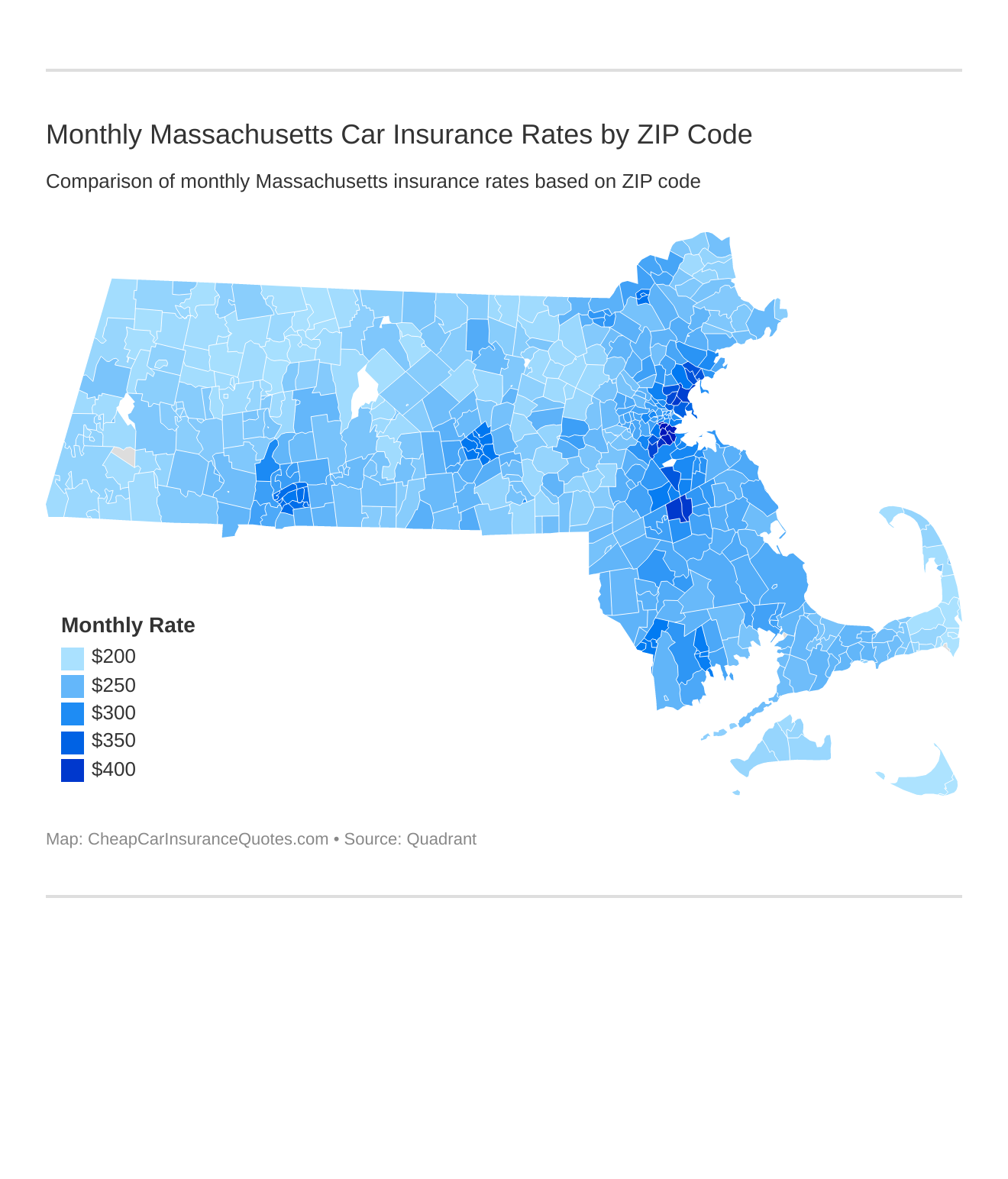 Monthly Massachusetts Car Insurance Rates by ZIP Code Monthly Massachusetts Car Insurance Rates by ZIP Code