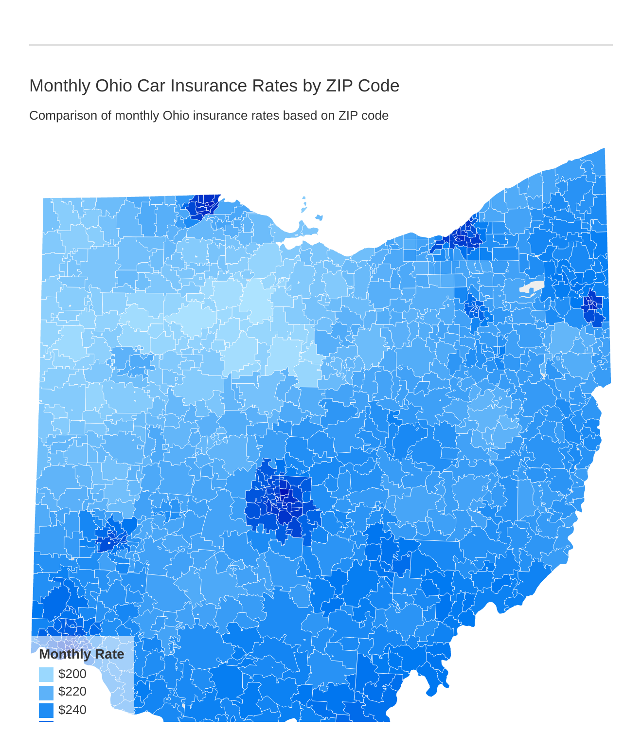 Monthly Ohio Car Insurance Rates by ZIP Code Monthly Ohio Car Insurance Rates by ZIP Code