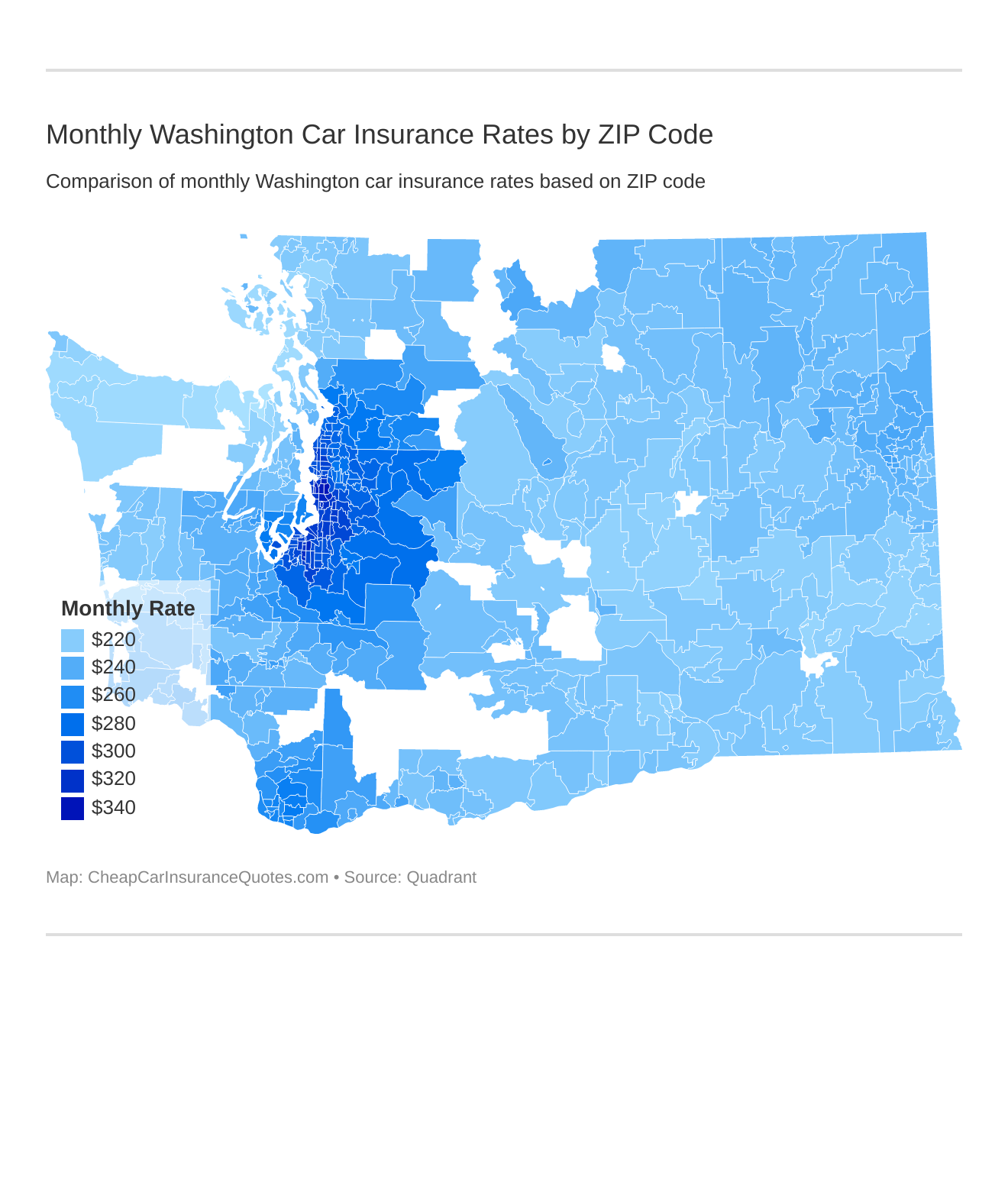 Monthly Washington Car Insurance Rates by ZIP Code Monthly Washington Car Insurance Rates by ZIP Code